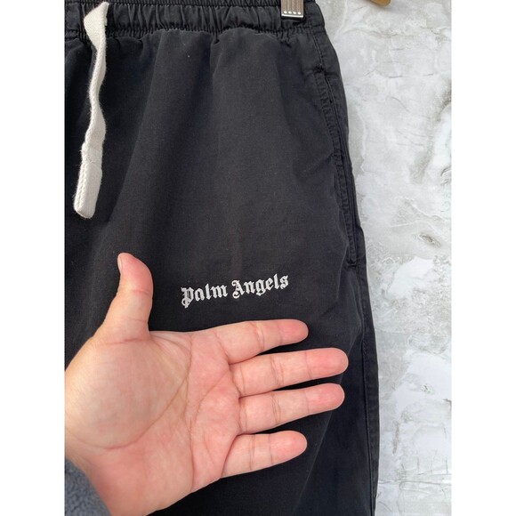 Palm Angels Black Cotton Logo Trousers | Streetwear Aesthetic | Size 44/S - Picture 3 of 12
